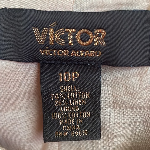 Victor Alfaro Linen Blend Collarless Blazer – Size 10P – Nude Beige Peach Tone - Picture 6 of 6